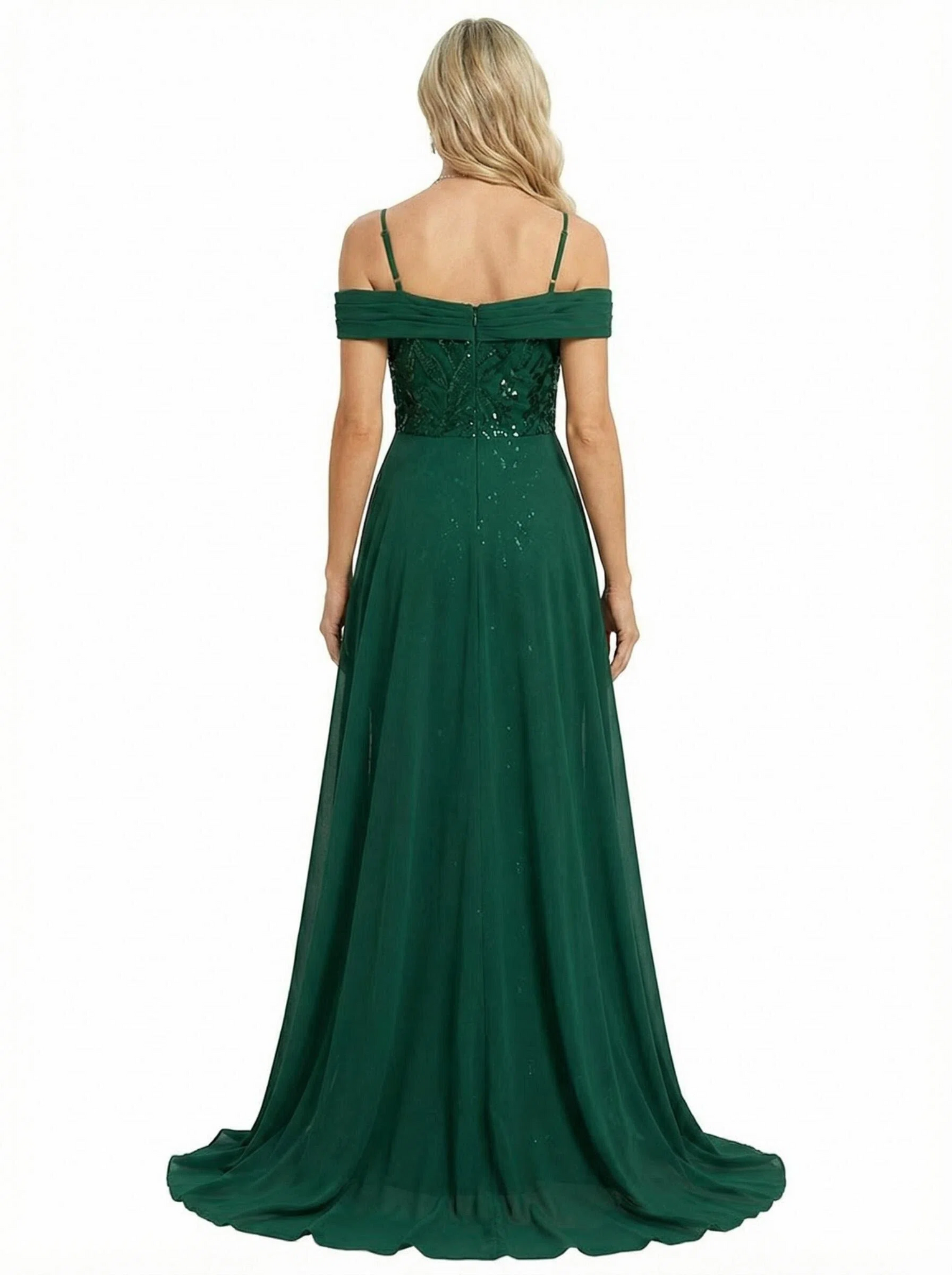 ChicSew Unique Chiffon Off Shoulder Sequin Mermaid Mother Of The Bride Dress With Overskirt