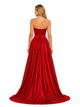 ChicSew Glamorous Strapless Sweetheart Boning Bridal Party Soft Satin Floor-Length Rhinestone A-Line Bridesmaid Gown