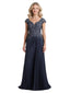 Elegant Cap Sleeves V-Neck Lace Chiffon A-line Mother of The Bride Dresses