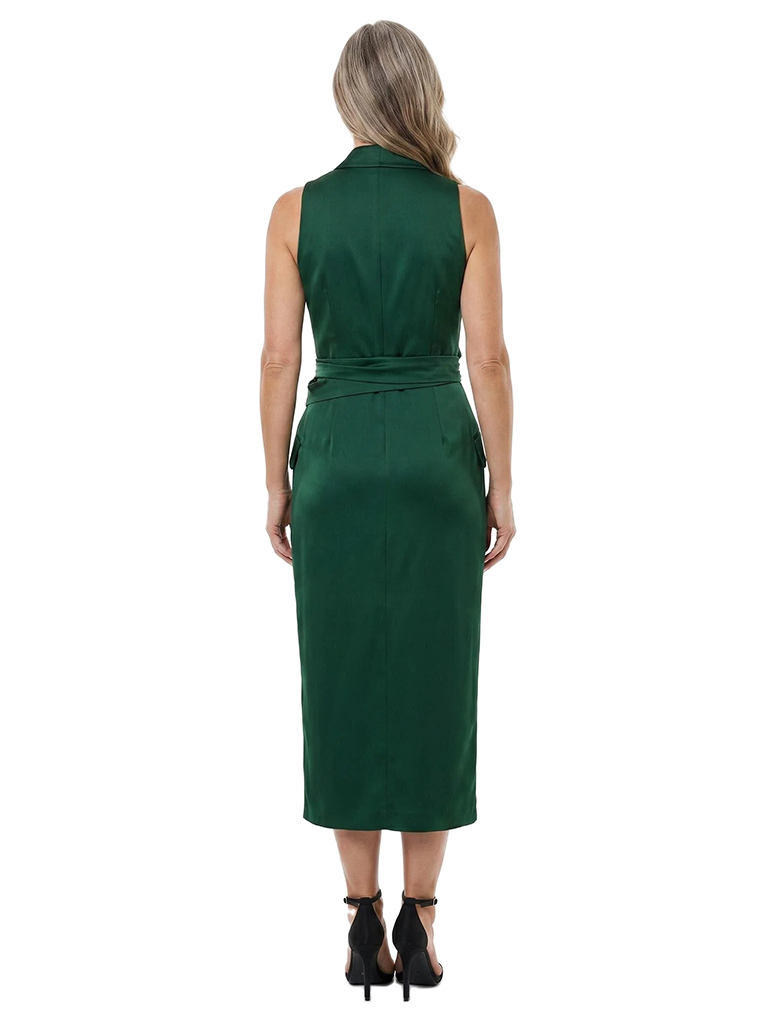 ChicSew V-Neck Sleeveless Satin Wrap Tea Length Sheath Mother of the Bride Dress