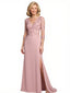 Modern V-Neck 3/4 Sleeves Chiffon Lace Mermaid Maxi Mother Of The Bride and Groom Dresses