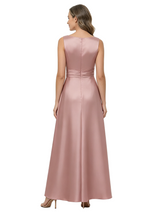 ChicSew Fancy Sleeveless Satin A-Line Ruched Mother Of The Groom Evening Gowns