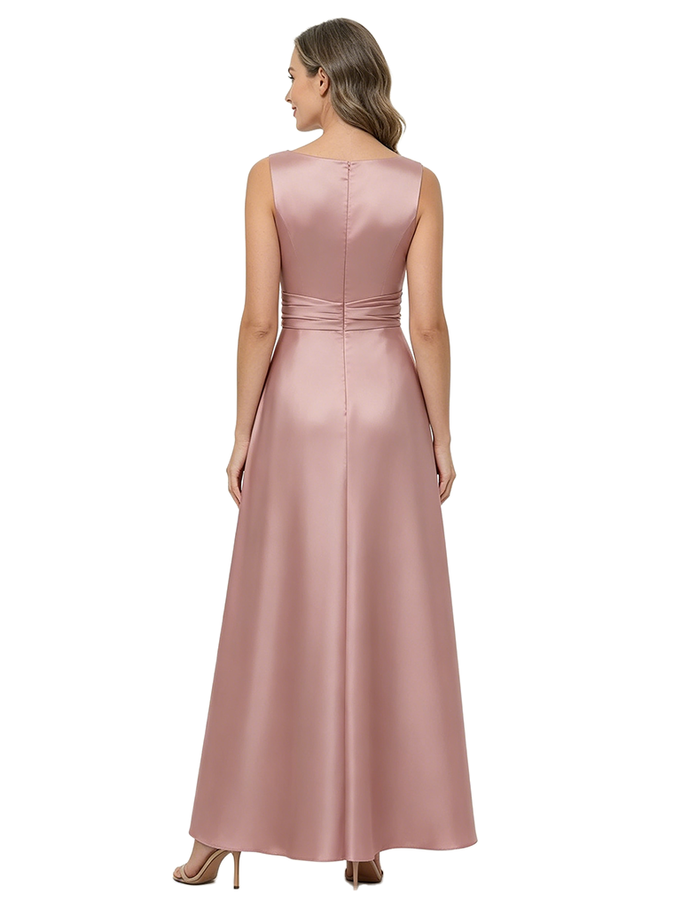 ChicSew Fancy Sleeveless Satin A-Line Ruched Mother Of The Groom Evening Gowns