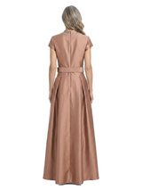 ChicSew Elegant V-Neck Mother Of The Bride Dresses Short Sleeves Satin A-Line Party Gown