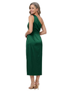 ChicSew Elegant One Shoulder Satin Mother Of The Bride Dress Pleated Bodice Draped Sheath Fit