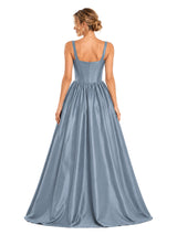 ChicSew Spaghetti Straps Square Boning Soft Satin A-Line Floor-Length Long Bridesmaid Dress