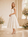 ChicSew Elegant Cap Sleeves Lace Tulle A-Line Tea-Length Wedding Dresses