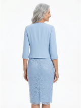 ChicSew Modern Short Lace Sheath Mother Of The Bride Dresses With Lace Chiffon Jacket