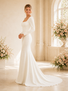 ChicSew Elegant Square Long Sleeves Mermaid Crepe Maxi Long Wedding Dress