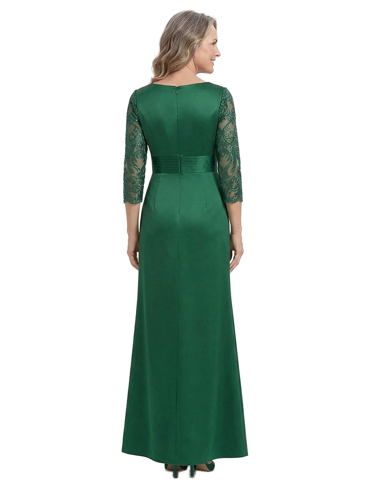ChicSew Jewel Lace Long Sleeve Satin Floor-Length Mermaid Mother of the Bride Dresses