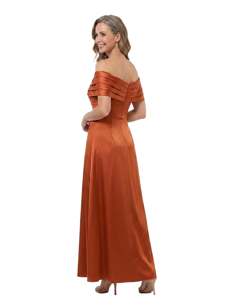 ChicSew Off The Shoulder Satin Ankle Length A-Line Mother of the Bride Dress