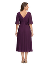 ChicSew V-Neck Half Sleeve Pleats Chiffon Mother Of The Groom Dress A-Line Tea-Length
