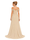 Chicsew Off Shoulder Sleeveless Chiffon A-Line Long Bridesmaid Dresses With Lace Appliques