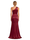 ChicSew One Shoulder Soft Satin Mermaid Side Slit Long Pretty Floor Length Bridesmaid Dress