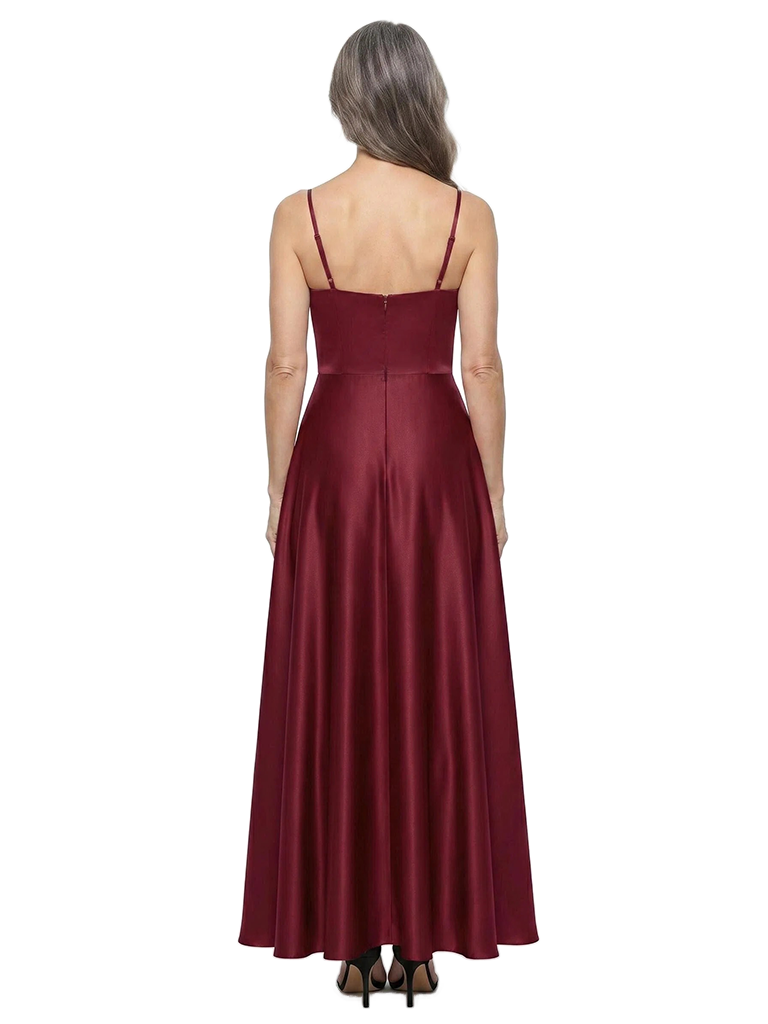 ChicSew Spaghetti Straps Sweetheart Soft Satin Floor-Length A-Line Mother of the Bride Dress