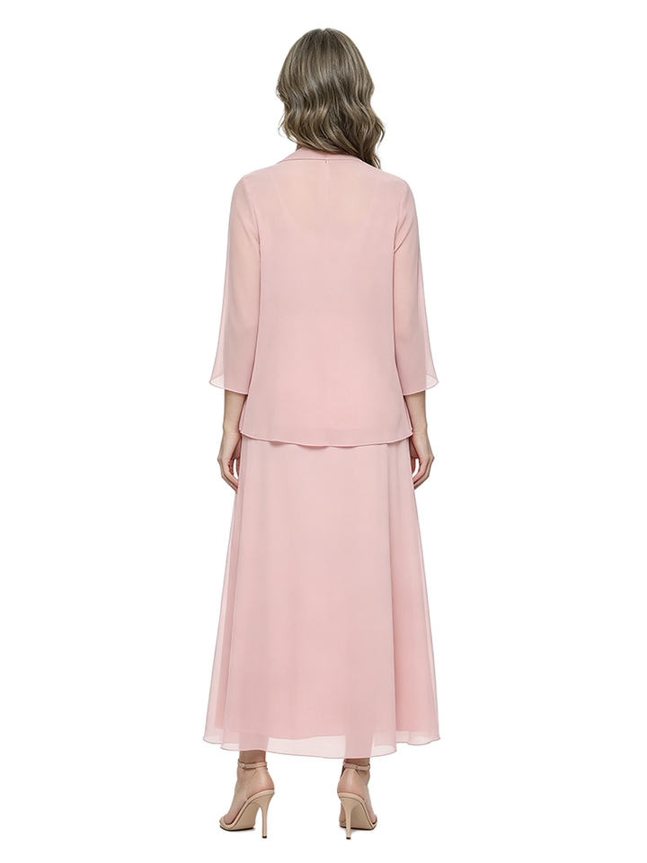 ChicSew Scoop Long Sleeve Chiffon Jacket A-Line Mother Of The Bride And Groom Dresses