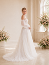 ChicSew Romantic Unique Halter Long Sleeves A-Line Boning Lace Tulle Maxi Wedding Dresses