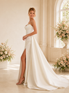 ChicSew Classy Satin Spaghetti Straps Mermaid Boning Floor-Length Wedding Dresses With Overskirt