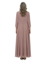 ChicSew Fancy Round-Neck Floor-Length Chiffon Mother Of The Bride Dresses With Floral Lace Appliques