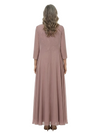ChicSew Fancy Round-Neck Floor-Length Chiffon Mother Of The Bride Dresses With Floral Lace Appliques