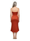 ChicSew Strapless Ruched Mother Of The Bride Dress Satin Tea-Length Asymmetric Sheath Gown