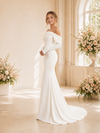ChicSew Elegant Mermaid Crepe Ruched Off The Shoulder Long Sleeves Floor-Length Wedding Dress
