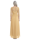 ChicSew Beautiful High-Low Chiffon Ruffle Mother Of The Bride Dress With Illusion Lace Bodice