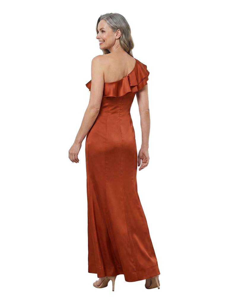 ChicSew One Shoulder Ruffle Satin Ankle Length Mermaid Mother of the Bride Dress