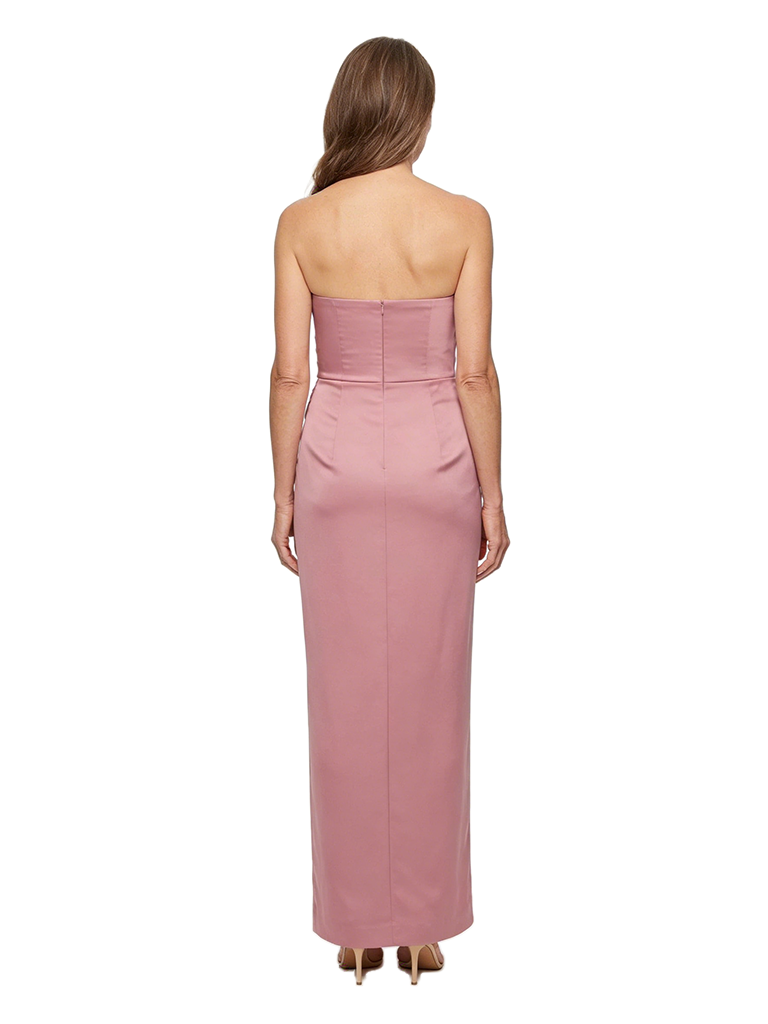 ChicSew Strapless Ruched Satin Slit Ankle Length Modern Mother of the Bride Dress