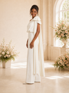 ChicSew Elegant One Shoulder Crepe Long Wedding Jumpsuit With Bow