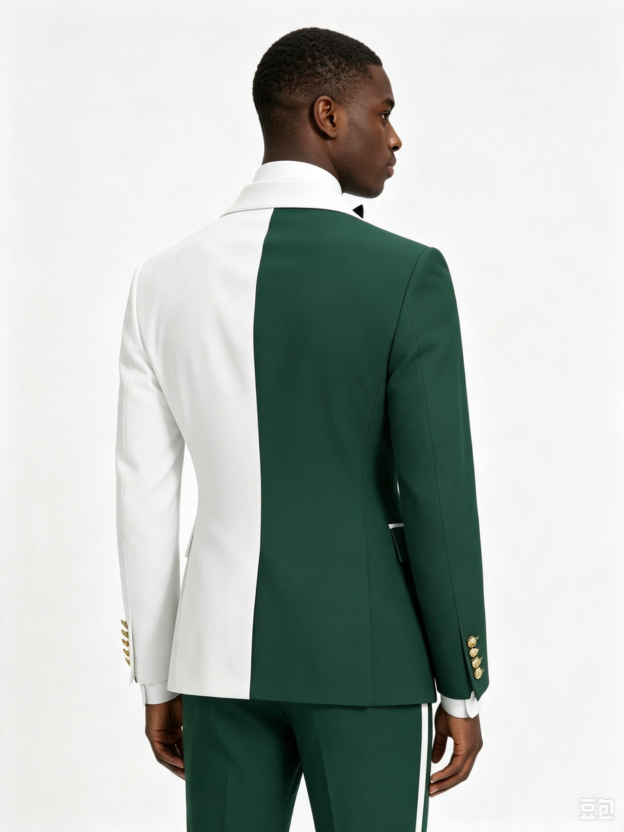 Color Blocking 2 Piece Men's Suit with Regular Fit and Sophisticated Peak Lapel
