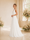 ChicSew Elegant Spaghetti Straps V-Neck Sleeveless A-Line Chiffon Floor-Length Wedding Dress
