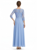 ChicSew Elegant Jewel Long Sleeves A-Line Chiffon Floor-Length Lace Mother Of The Bride Dress