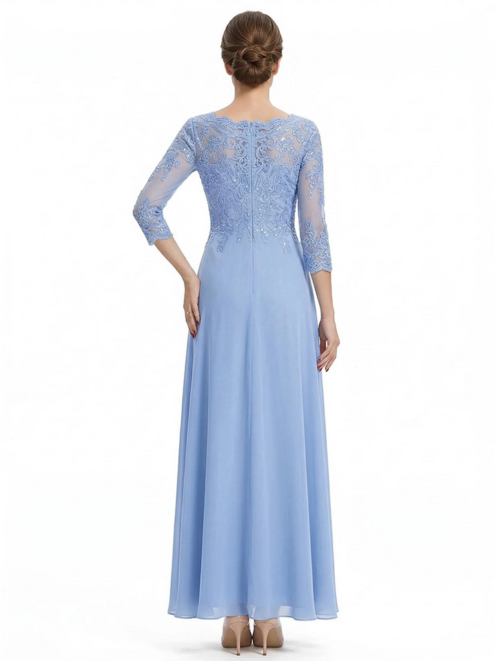 ChicSew Elegant Jewel Long Sleeves A-Line Chiffon Floor-Length Lace Mother Of The Bride Dress