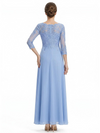 ChicSew Elegant Jewel Long Sleeves A-Line Chiffon Floor-Length Lace Mother Of The Bride Dress
