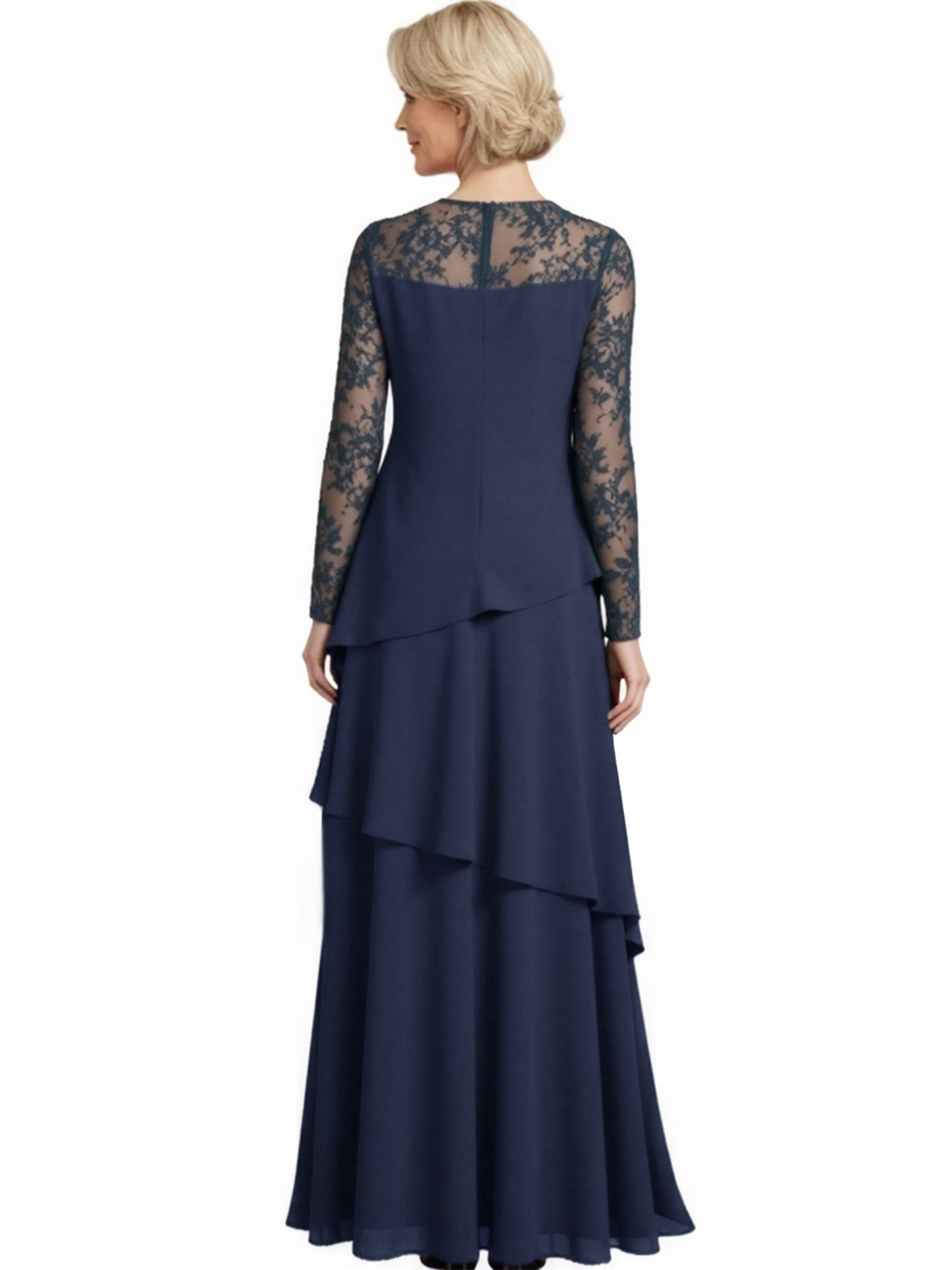 Elegant Lace Long Sleeves Chiffon A-Line Mother Of The Bride Dresses