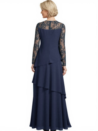 Elegant Lace Long Sleeves Chiffon A-Line Mother Of The Bride Dresses
