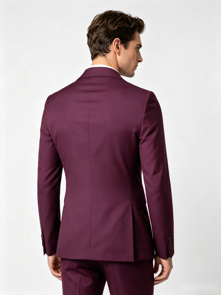 Classic 1 Piece Mulberry Men's Suit with Regular Fit and Sophisticated Peak Lapel