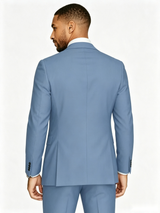 Classic 3 Piece Dusty Blue Men's Suit with Regular Fit and Sophisticated Peak Lapel