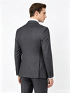 Classic 2 Piece Grey Men's Suit with Regular Fit and Sophisticated Peak Lapel Vertical Strips