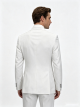Classic 3 Piece White Men's Suit with Regular Fit and Sophisticated Peak Lapel
