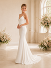 ChicSew Sexy Spaghetti Straps Satin Mermaid Floor-Length Wedding Dress With Button