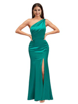 Sexy Mermaid One Shoulder Soft Satin Long Bridesmaid Dresses Online