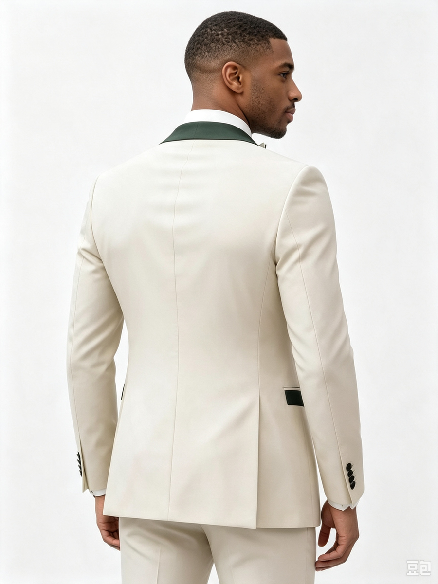 Color Blocking 2 Piece Men's Suit with Regular Fit and Sophisticated Peak Lapel