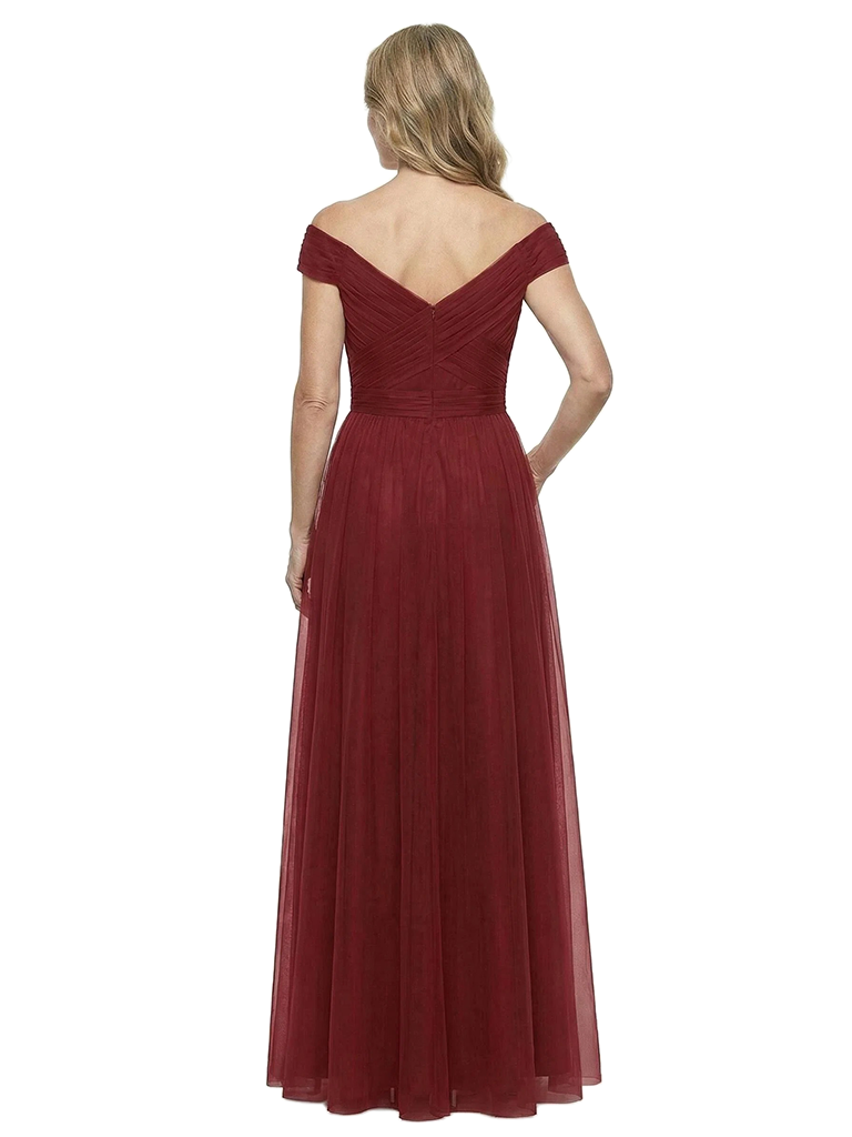 ChicSew Classy Off The Shoulder Ruched Tulle A-Line Mother Of The Bride Gowns Full Length