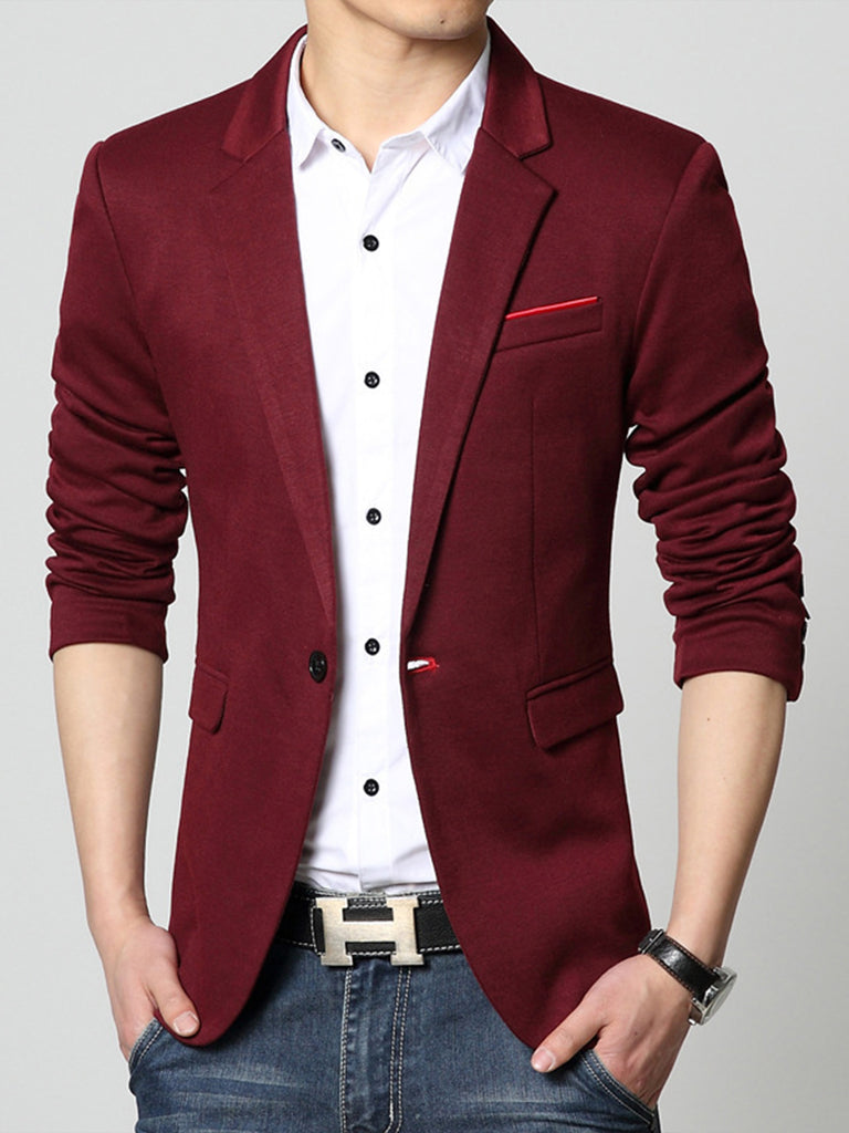 Buegundy Classic 1 Piece Men's Suit with Regular Fit and Sophisticated Peak Lapel CN477