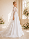 ChicSew Romantic Asymmetric Lace Satin A-Line Maxi Wedding Dress