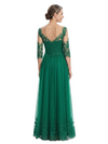 ChicSew Modern Lace Tulle A-Line Jewel 3/4 Sleeves Floor-Length Mother Of The Bride Gowns