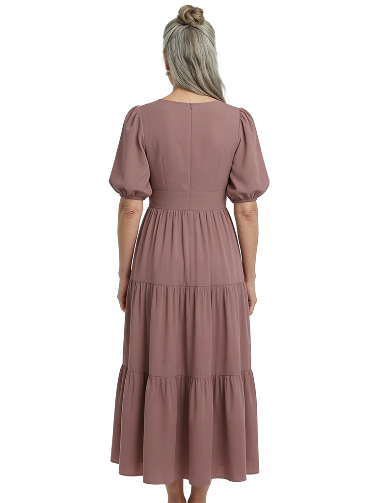 ChicSew V-Neck Short Sleeve Tea Length Chiffon Casual Mother Of The Bride Dresses