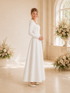 ChicSew Elegant Square Long Sleeves A-Line Crepe Floor-Length Wedding Dress